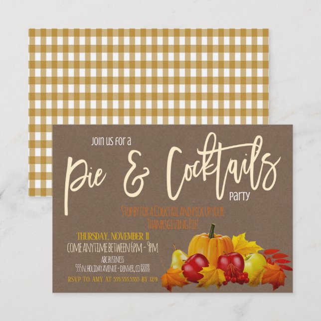 Cocktails et Invitation à tarte (Devant / Derrière)