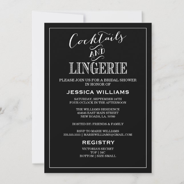 Cocktails et noir des invitations | de douche de (Devant)