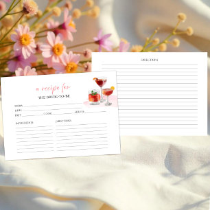 Cocktails Floral Bridal Shower Recipe Cards