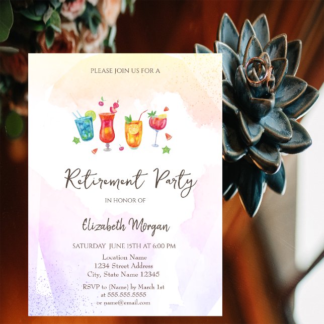 Cocktails Fruits Retirement  Invitation (Creator Uploaded)