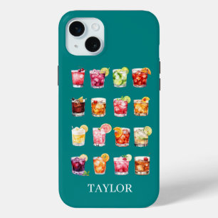Cocktails Galore Monogrammed  iPhone 15 Mini Case