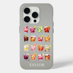 Cocktails Galore Monogrammed iPhone 15 Pro Case
