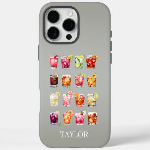 Cocktails Galore Monogrammed iPhone 16 Pro Max Case