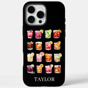Cocktails Galore Monogrammed iPhone 16 Pro Max Case