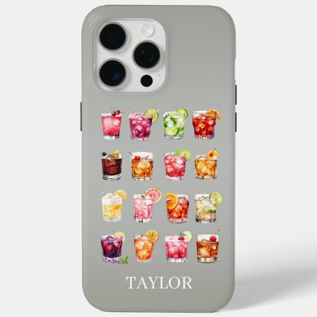 Cocktails Galore Monogrammed  Case-Mate iPhone Case (Back)