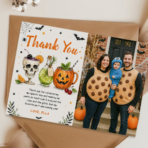 Cocktails Halloween Party Photo Thank You Card