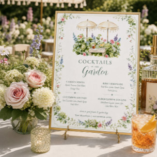 Cocktails in the Garden Botanical Bar Menu Sign
