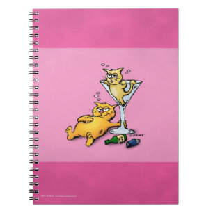 Cocktails & KIttens Carnet de dessin animé rose