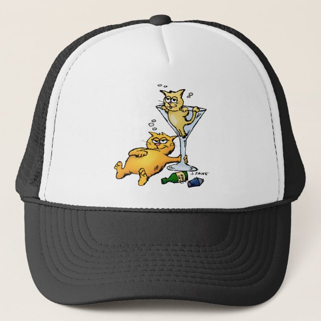 Cocktails & Kittens Casquette de dessin animé (Devant)