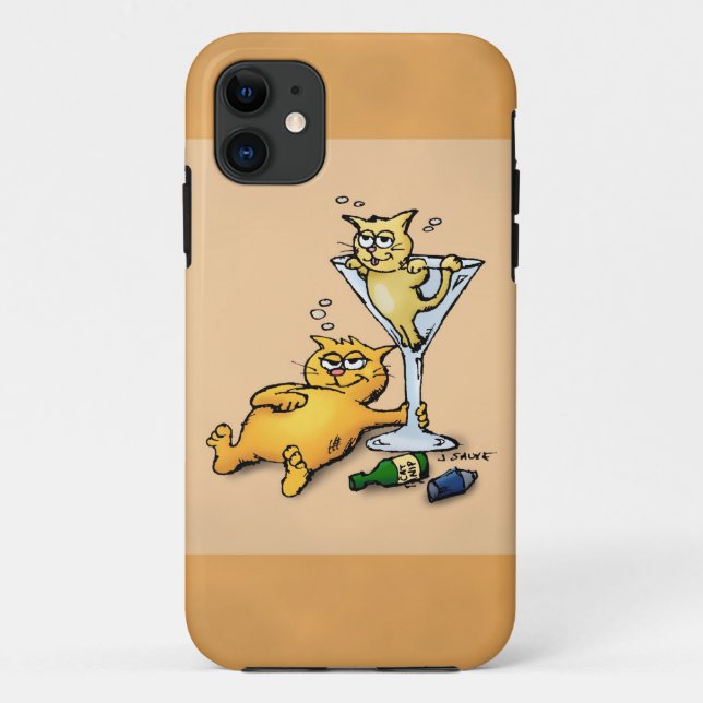 Cocktails & Kittens Gold Cartoon iPhone 5 Coque (Dos)