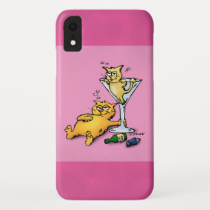 Cocktails & KIttens Pink Cartoon iPhone XR Case