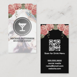 Cocktails Martini Grey Logo   Marble and Roses Business Card