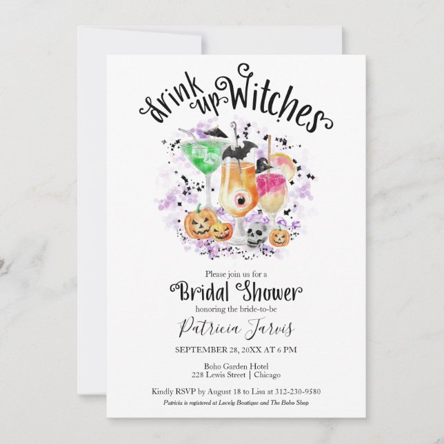Cocktails mignons Invitations de douche nuptiale H (Devant)
