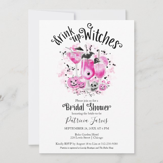 Cocktails mignons Invitations de douche nuptiale H (Devant)