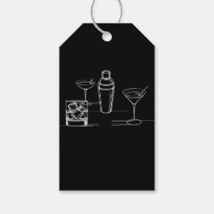Cocktails Minimal Modern Black & White Party Gift Tags