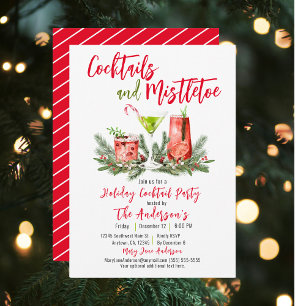 Cocktails & Mistletoe Festive Drinks Holiday Party Invitation