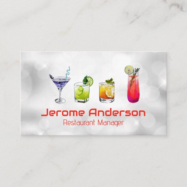 Cocktails | Mixed Drinks Business Card (Front)