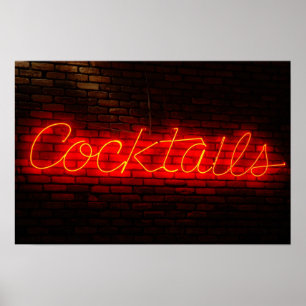 Cocktails on Brick Poster