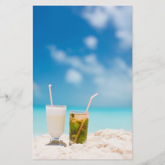 Cocktails on the beach stationery (Front)