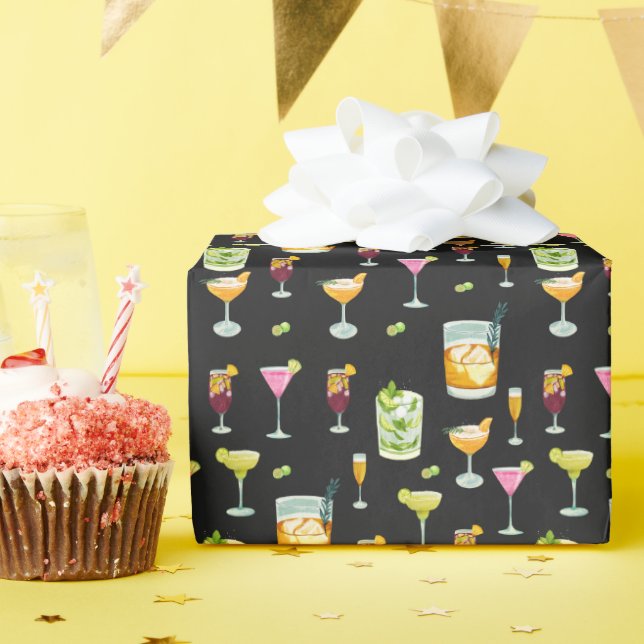 Cocktails Pattern Wrapping Paper (Birthday Party)