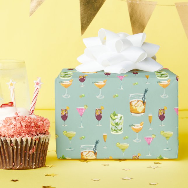 Cocktails Pattern Wrapping Paper (Birthday Party)