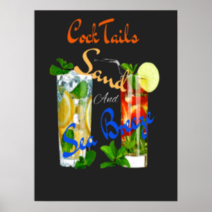 Cocktails Sand And Sea Breeze Poster
