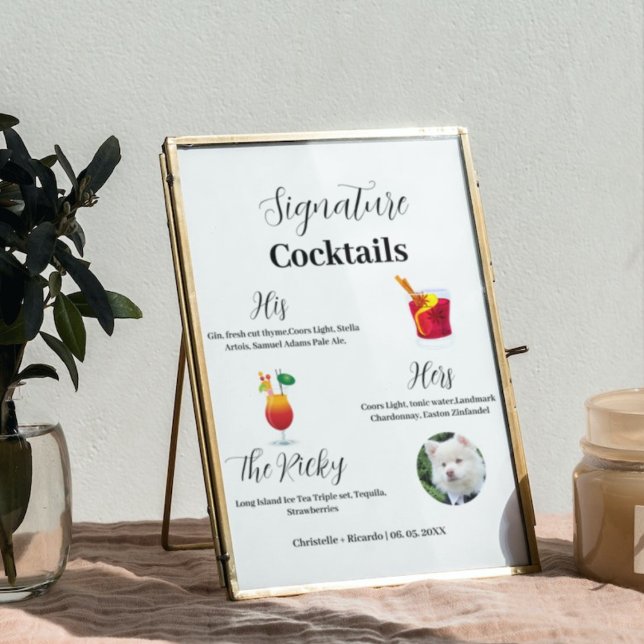 Cocktails signature simple bar mariage Poster (Créateur téléchargé)