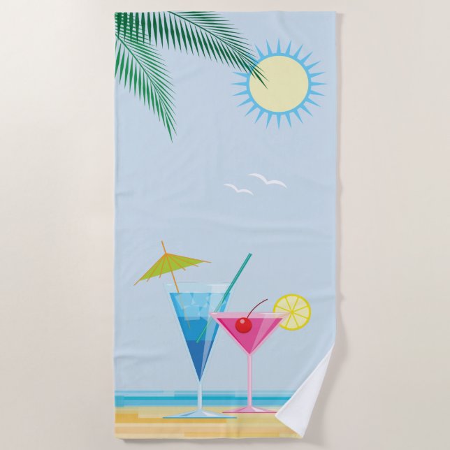 Cocktails sur la serviette de plage de plage (Devant)