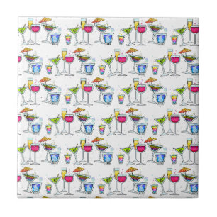 COCKTAILS UP GLASSES TILE - COASTER - TRIVET