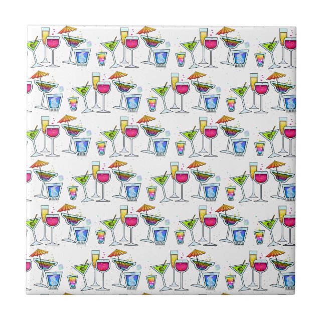 COCKTAILS UP GLASSES TILE - COASTER - TRIVET (Front)