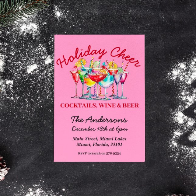Cocktails, Vin & Bière Fête de Noël Invitation (Créateur téléchargé)