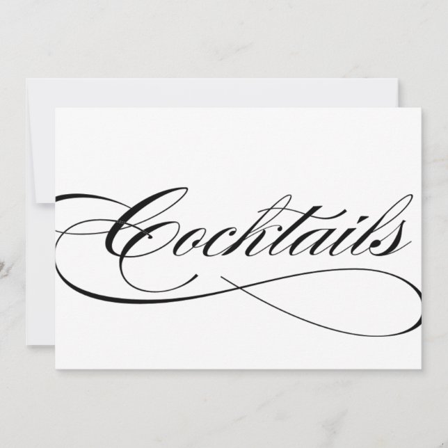 Cocktails wedding reception sign beautiful script invitation (Front)