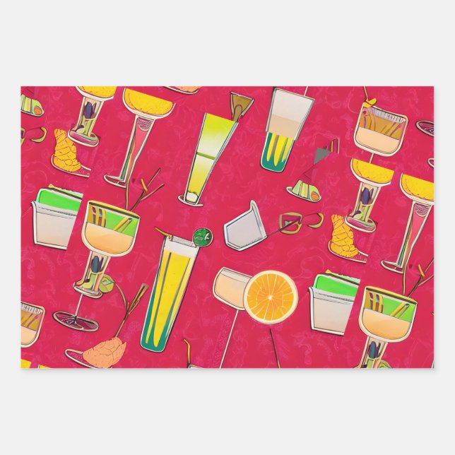 Cocktails Wrapping Paper (Front)