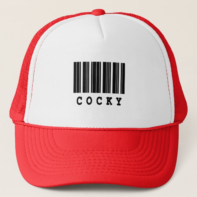 cocky barcode design trucker hat (Front)