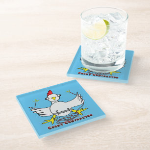 Cocky Contractor Glass Coaster