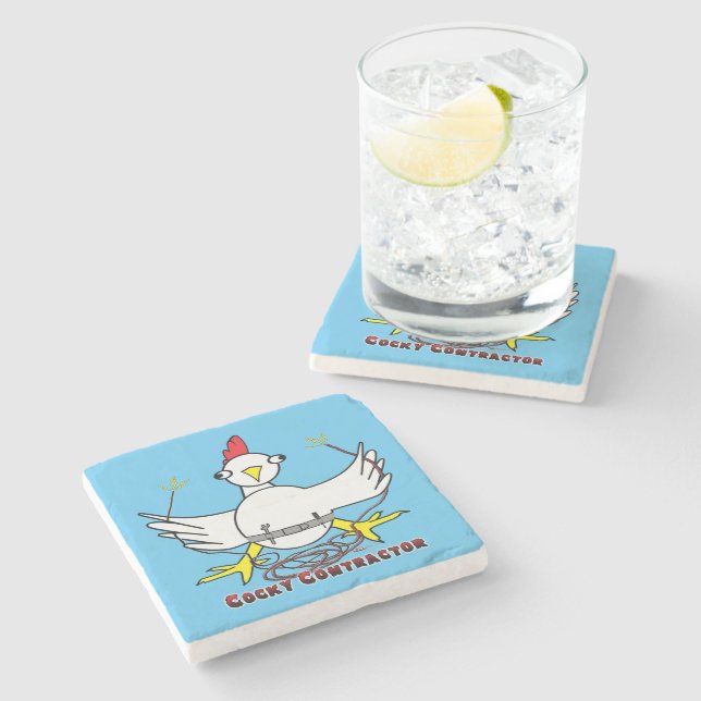 Cocky Contractor Stone Coaster (Side)