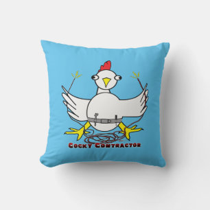 Cocky Contractor Throw Pillow