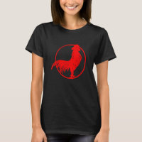 Cocky Red Rooster Zodiak Chicken Silhouette