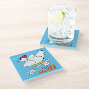 Cocky Skater Glass Coaster