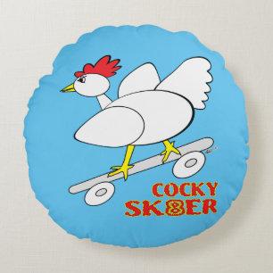 Cocky Skater Round Pillow
