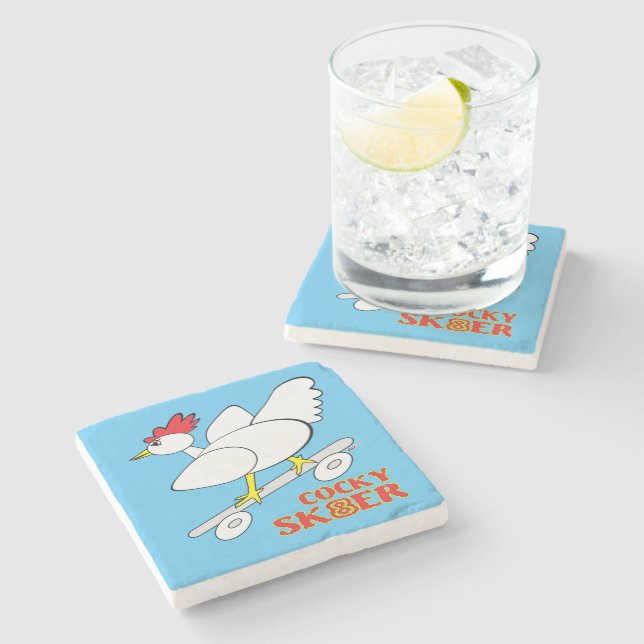 Cocky Skater Stone Coaster (Side)