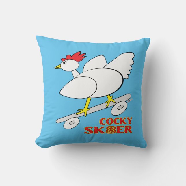 Cocky Skater Throw Pillow (Front)