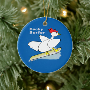 Cocky Surfer Ceramic Ornament