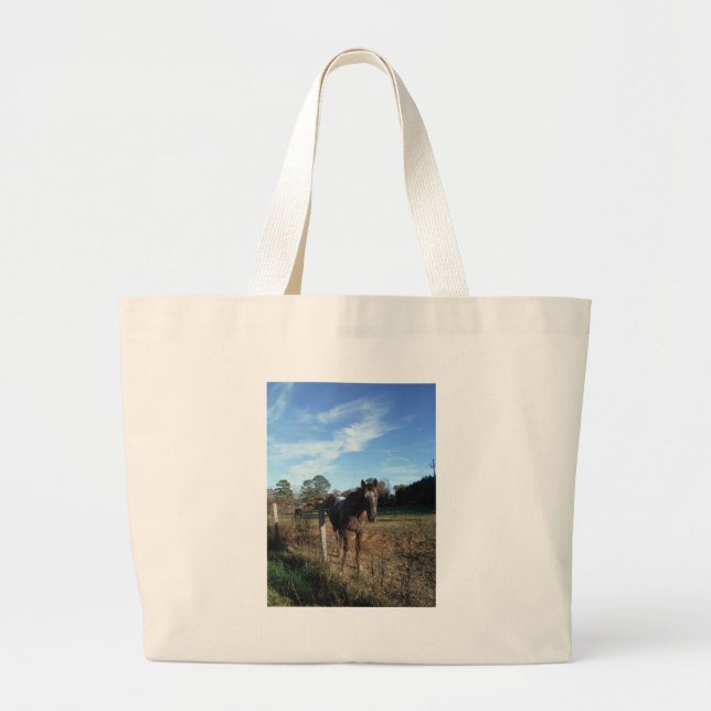 Coco and Cream brown horse Large Tote Bag (Front)