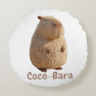 Coco-Bara Vibes. Capybara Core: Coconut Couture  Round Pillow