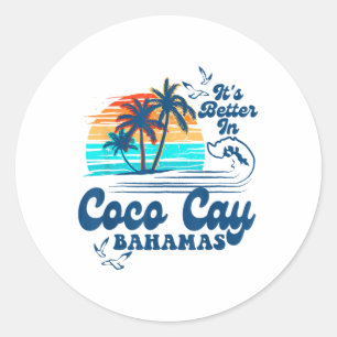 Coco Cay Bahamas Beach Summer Vacation Vintage 80s Classic Round Sticker