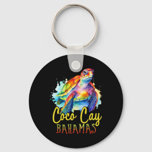 Coco Cay Bahamas Colourful Sea Turtle Family Vacat Keychain