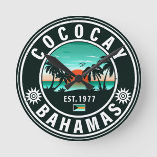 Coco Cay Island Bahamas Vintage Souvenirs 80s Round Clock