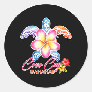Coco Cay Sea Turtle Plumeria Bahamas Summer Beach Classic Round Sticker