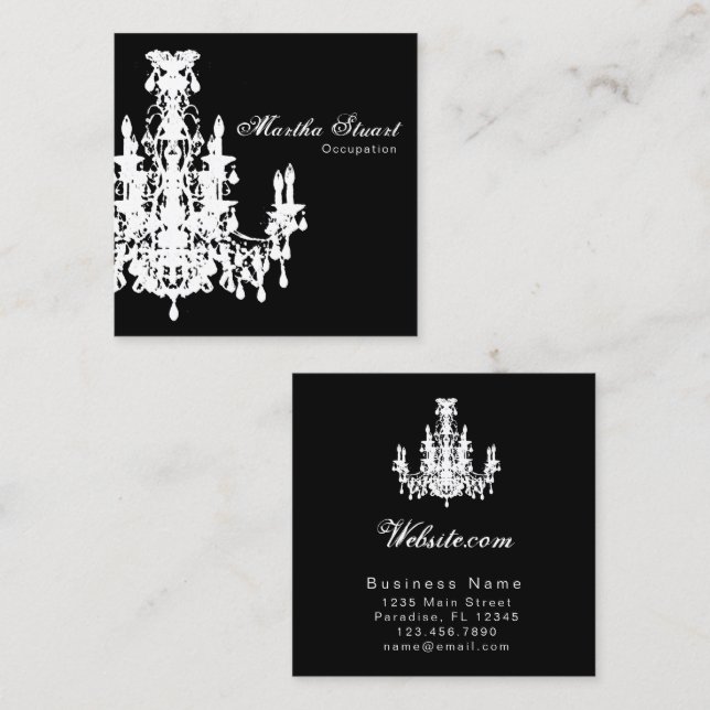 Coco Chandelier COLOR / PAPER & SHAPE OPTIONS - Square Business Card (Front/Back)